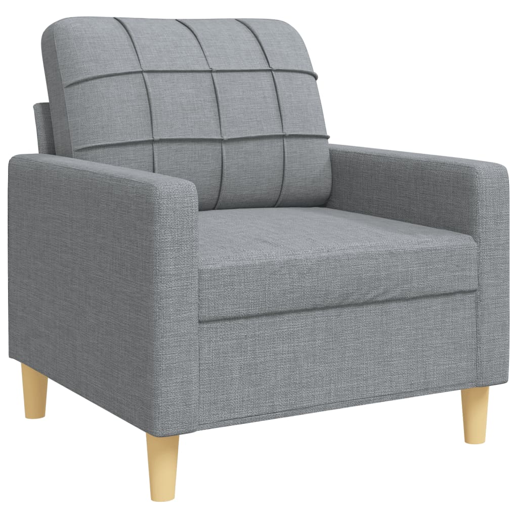 4Pcs conjunto sofás c/ almofadões/apoio pés tecido cinza-claro