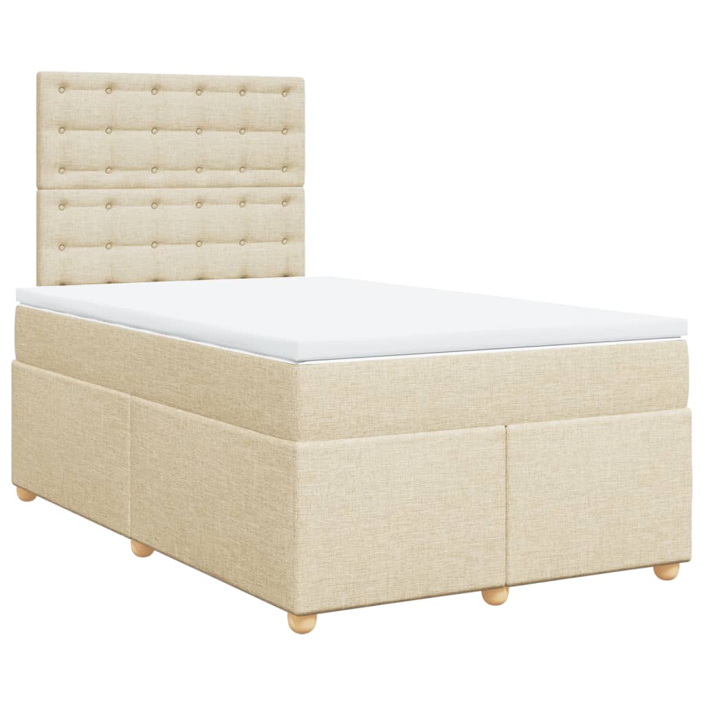 Cama boxspring com colchão 120x190 cm tecido cor creme