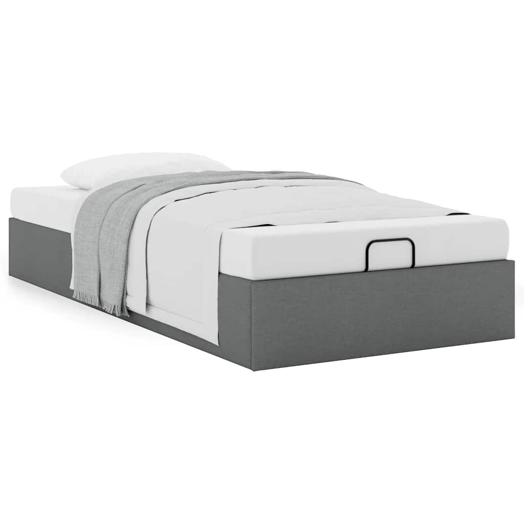 Estrutura de cama otomana sem colchão 90x200 cm cinzento escuro