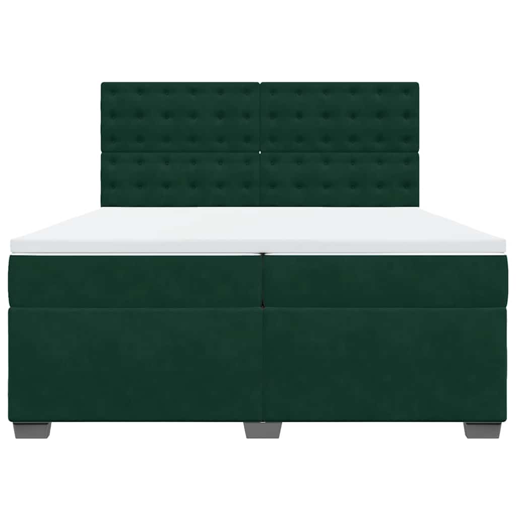 Cama com molas/colchão 200x200 cm veludo verde-escuro