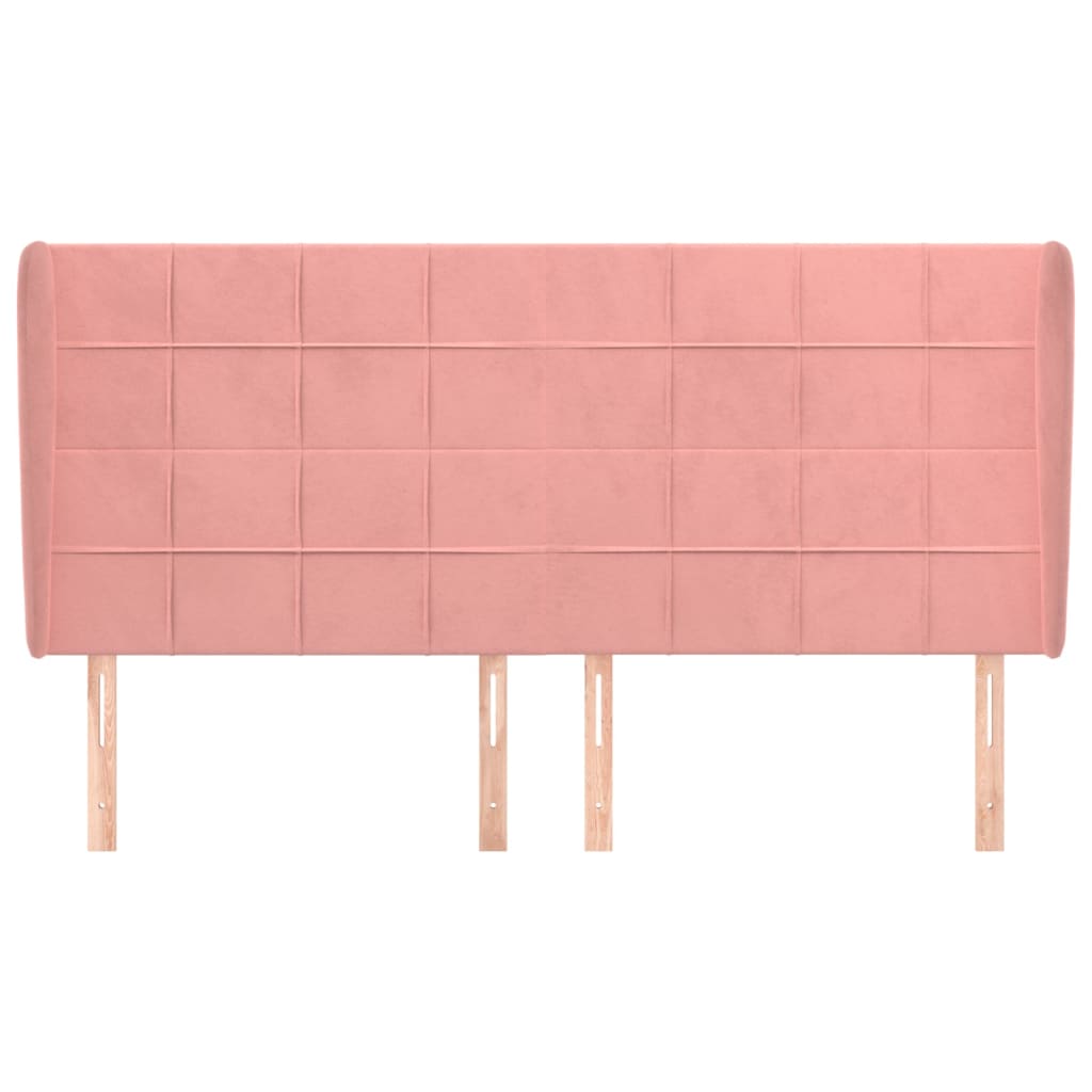 Cabeceira cama c/ abas veludo 203x23x118/128 cm rosa