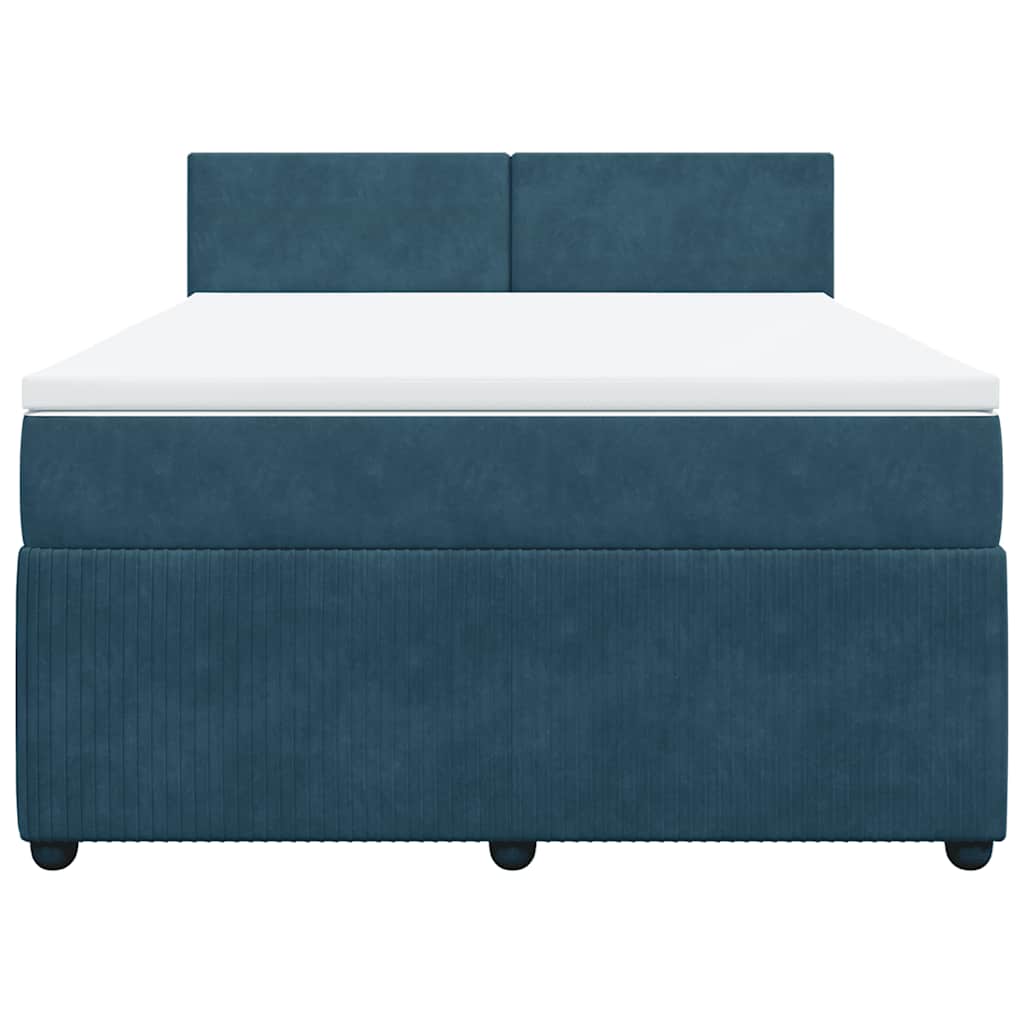 Cama com molas/colchão 160x200 cm veludo azul