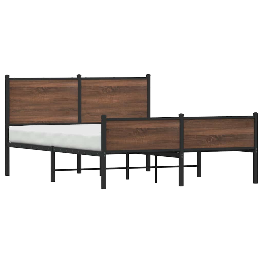 Estrutura cama sem colchão 150x200cm metal carvalho castanho