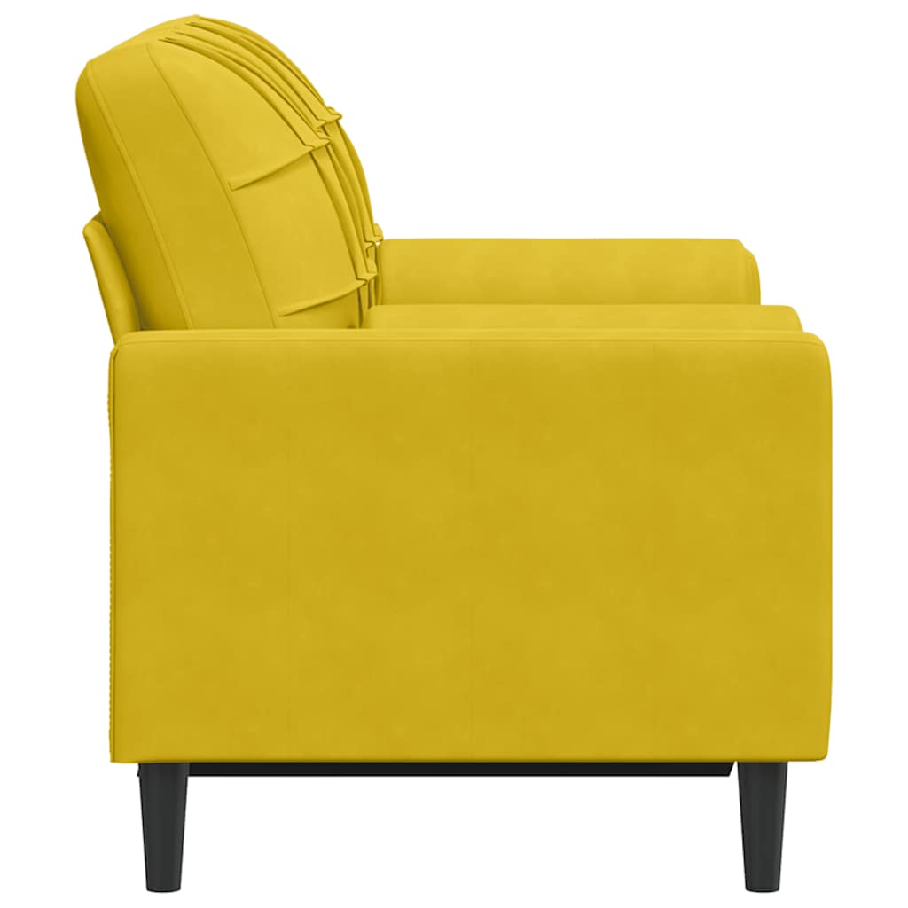 Sofá 2 lugares c/ almofadas decorativas 120 cm veludo amarelo