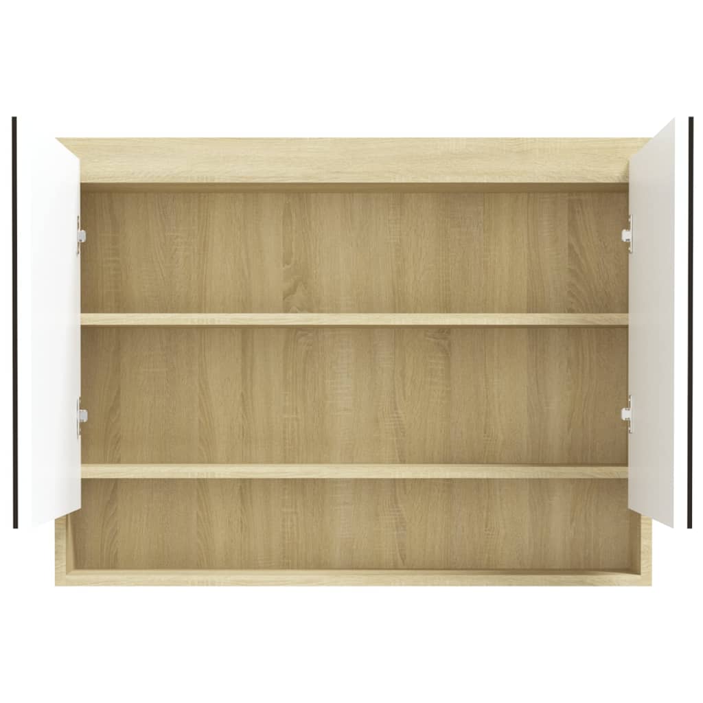 Armário espelhado p/ casa banho 80x15x60 cm MDF branco/carvalho