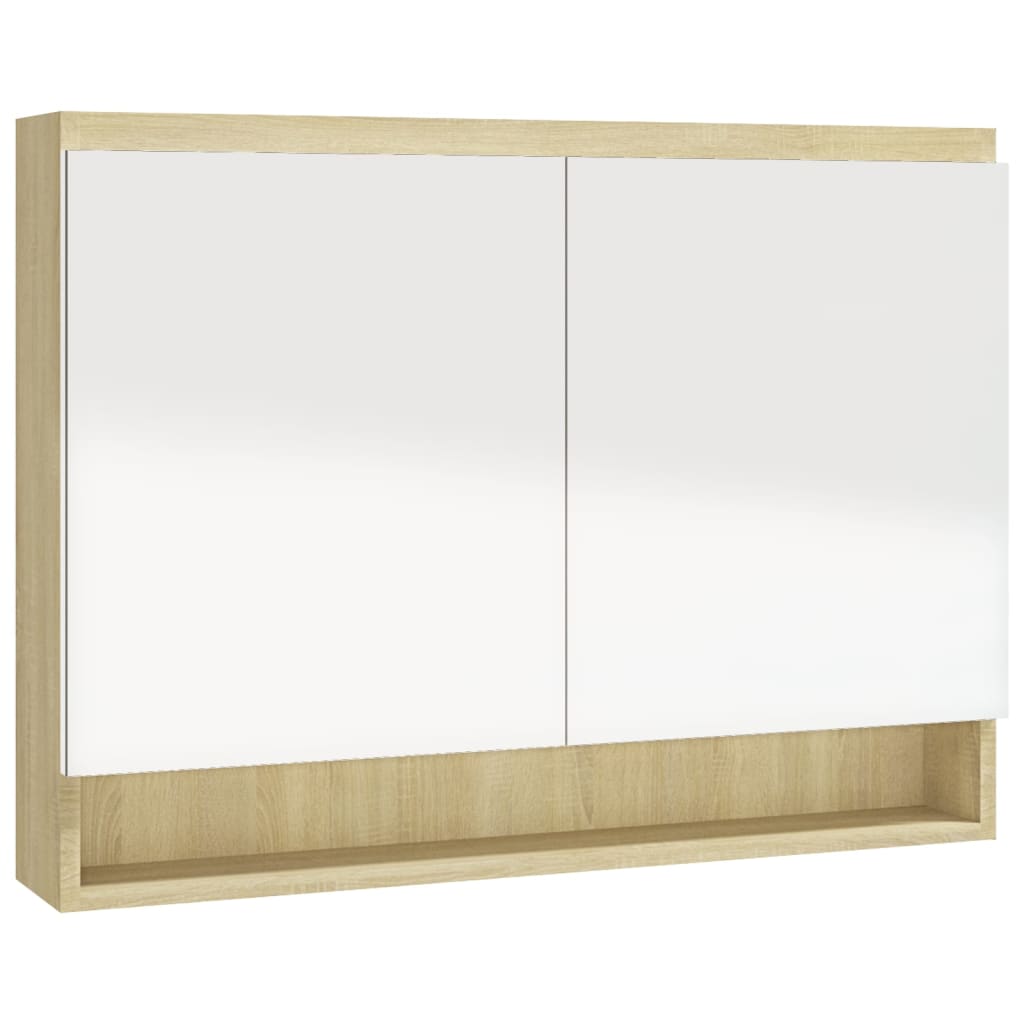 Armário espelhado p/ casa banho 80x15x60 cm MDF branco/carvalho