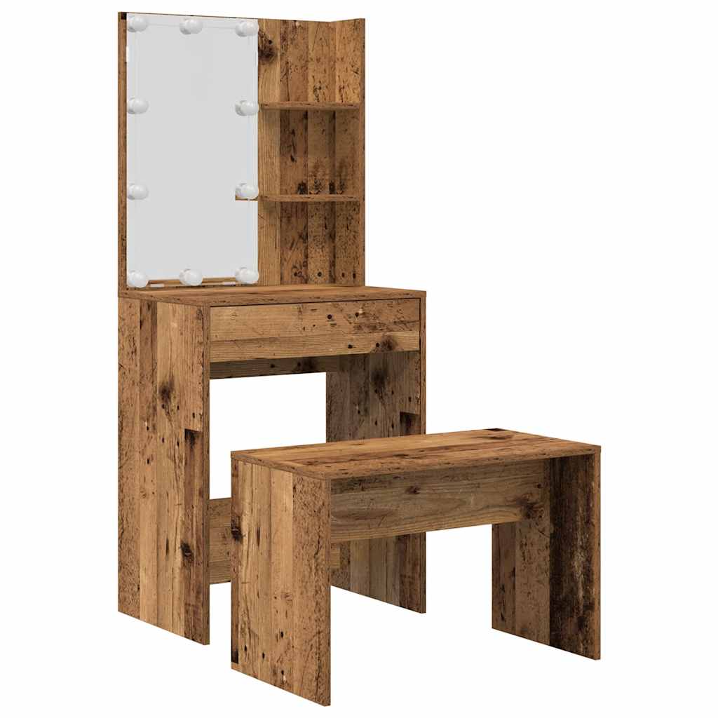 Conjunto toucador com luzes LED derivados madeira madeira velha