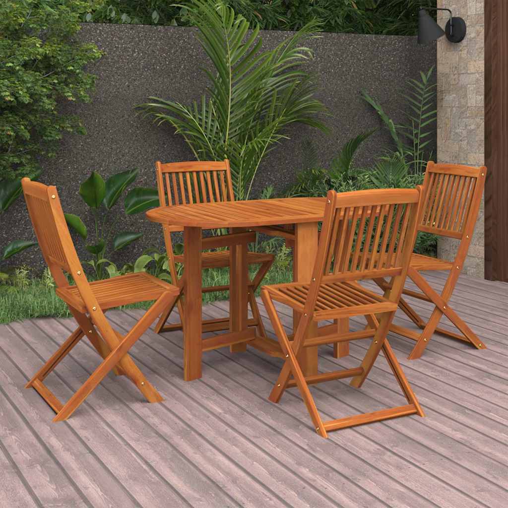 5 Pcs conjunto de jantar para jardim madeira de acácia maciça