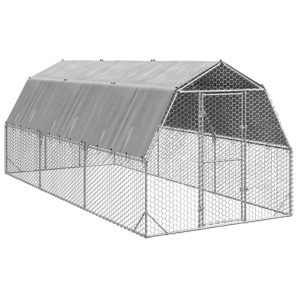 Corrida de galinhas com telhado 2,5x6x2,25 m aço galvanizado