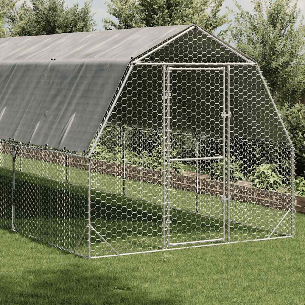 Corrida de galinhas com telhado 2,5x6x2,25 m aço galvanizado