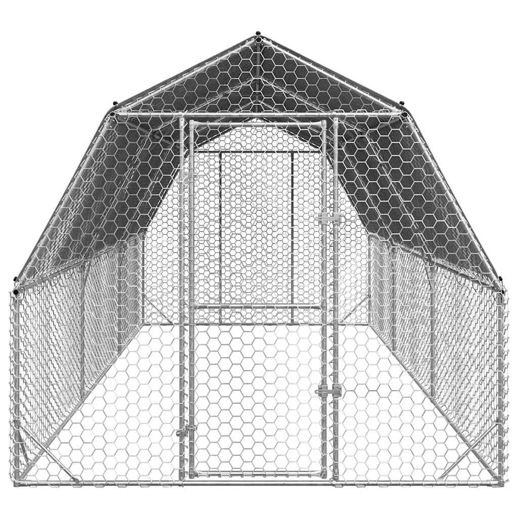 Corrida de galinhas com telhado 2,5x6x2,25 m aço galvanizado