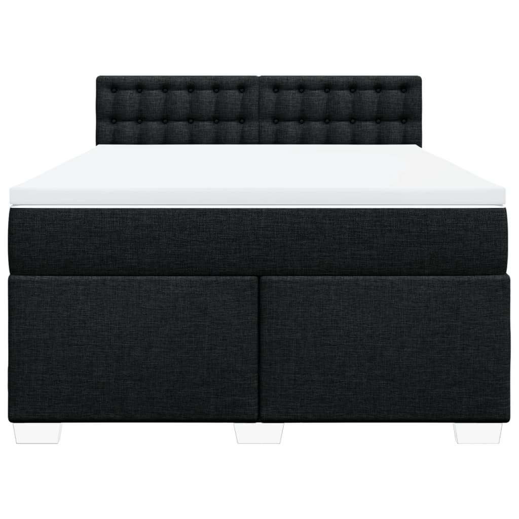 Cama com molas/colchão 160x200 cm tecido preto