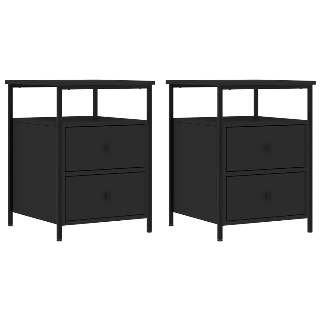 Mesas de cabeceira 2 pcs 44x45x60 cm derivados de madeira preto
