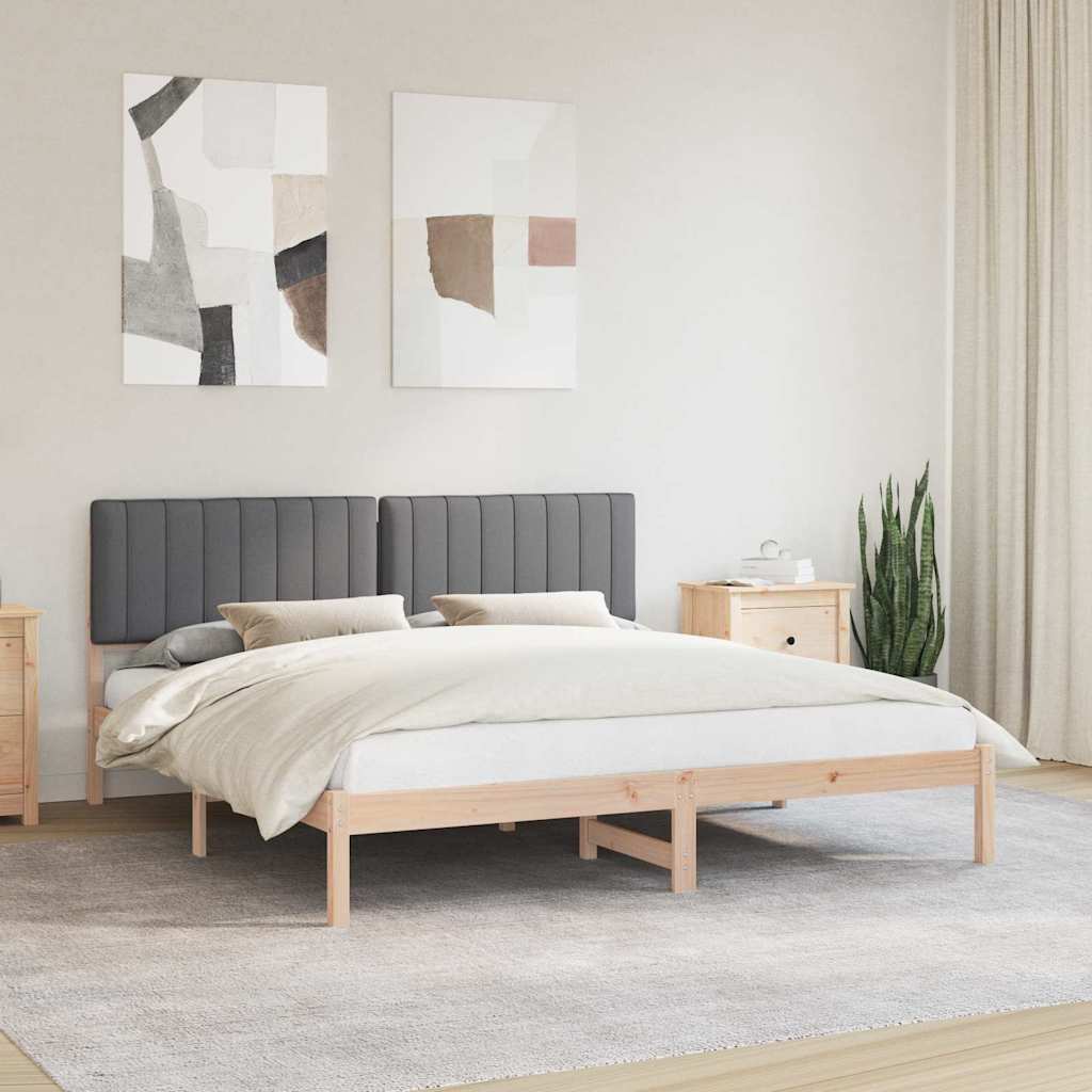 Estrutura de cama com cabeceira estofada cinza escuro