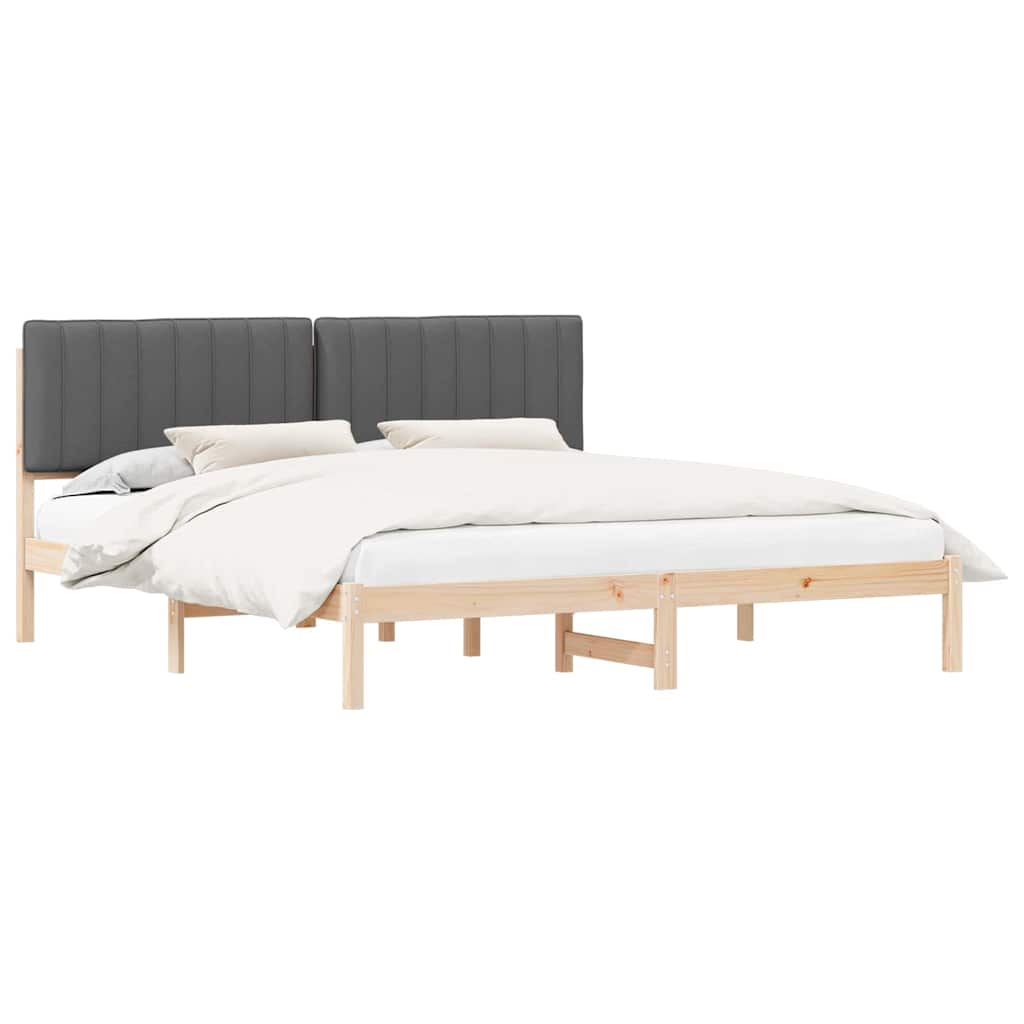 Estrutura de cama com cabeceira estofada cinza escuro