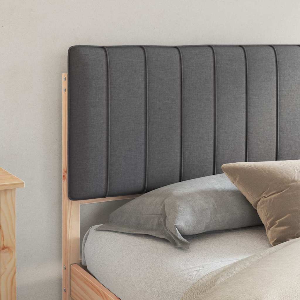 Estrutura de cama com cabeceira estofada cinza escuro