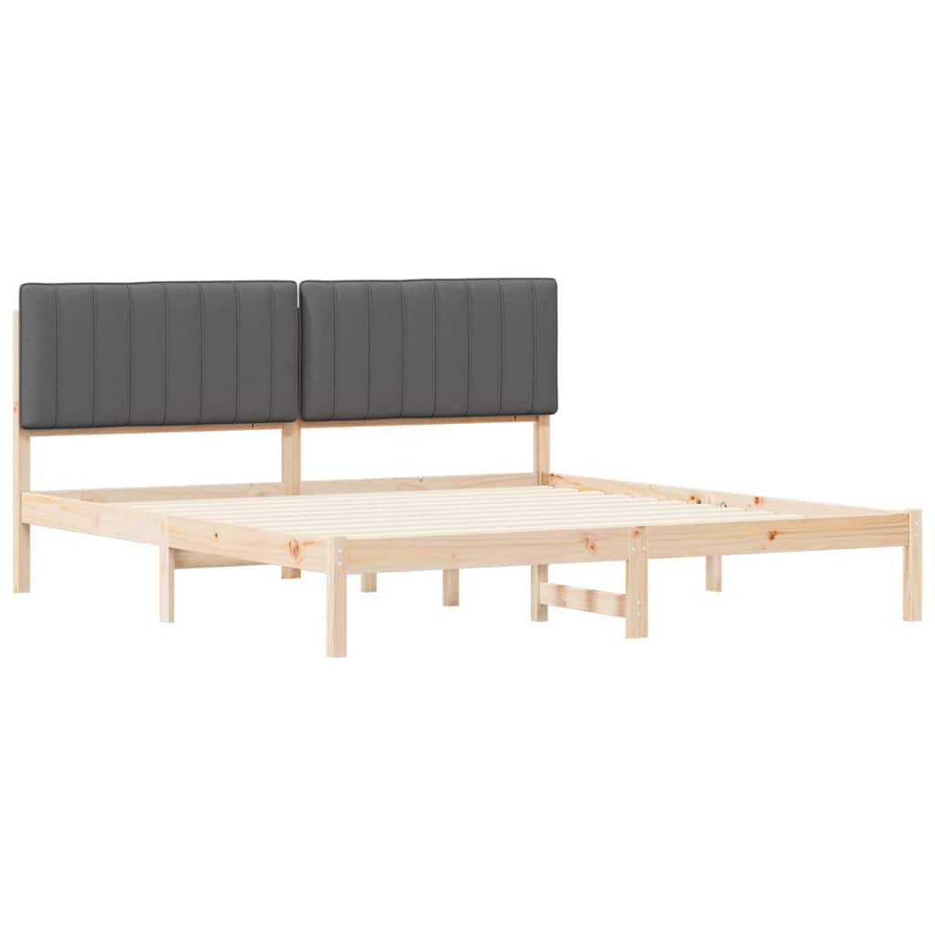 Estrutura de cama com cabeceira estofada cinza escuro