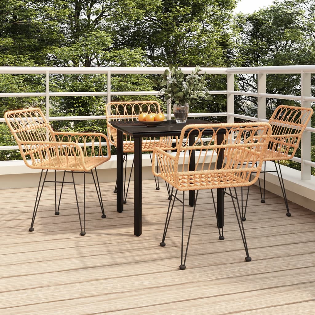 5 Pcs conjunto de jantar p/ jardim vime PE