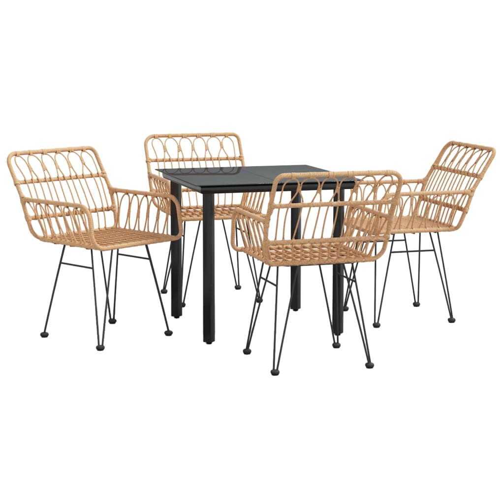 5 Pcs conjunto de jantar p/ jardim vime PE