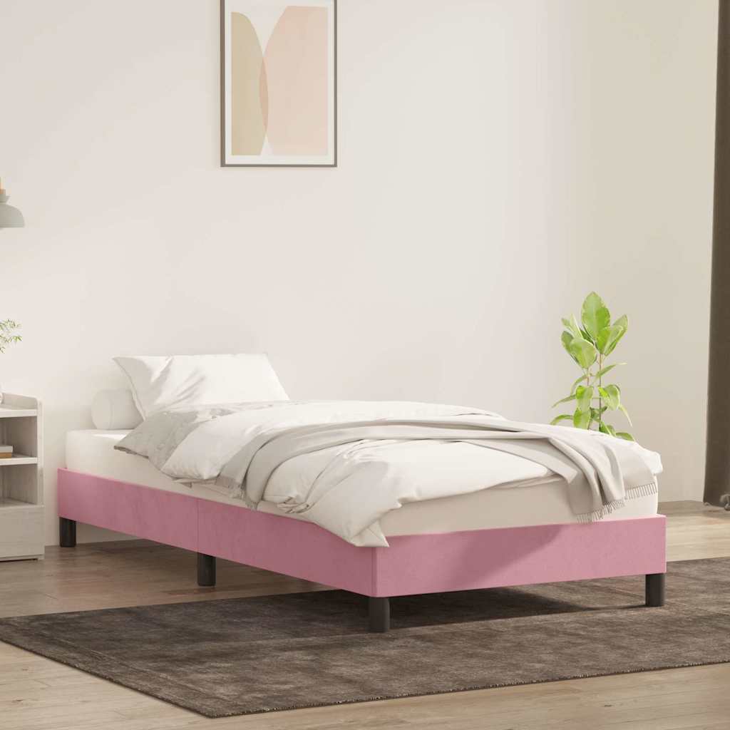 Estrutura de cama sem colchão 100x220 cm veludo rosa