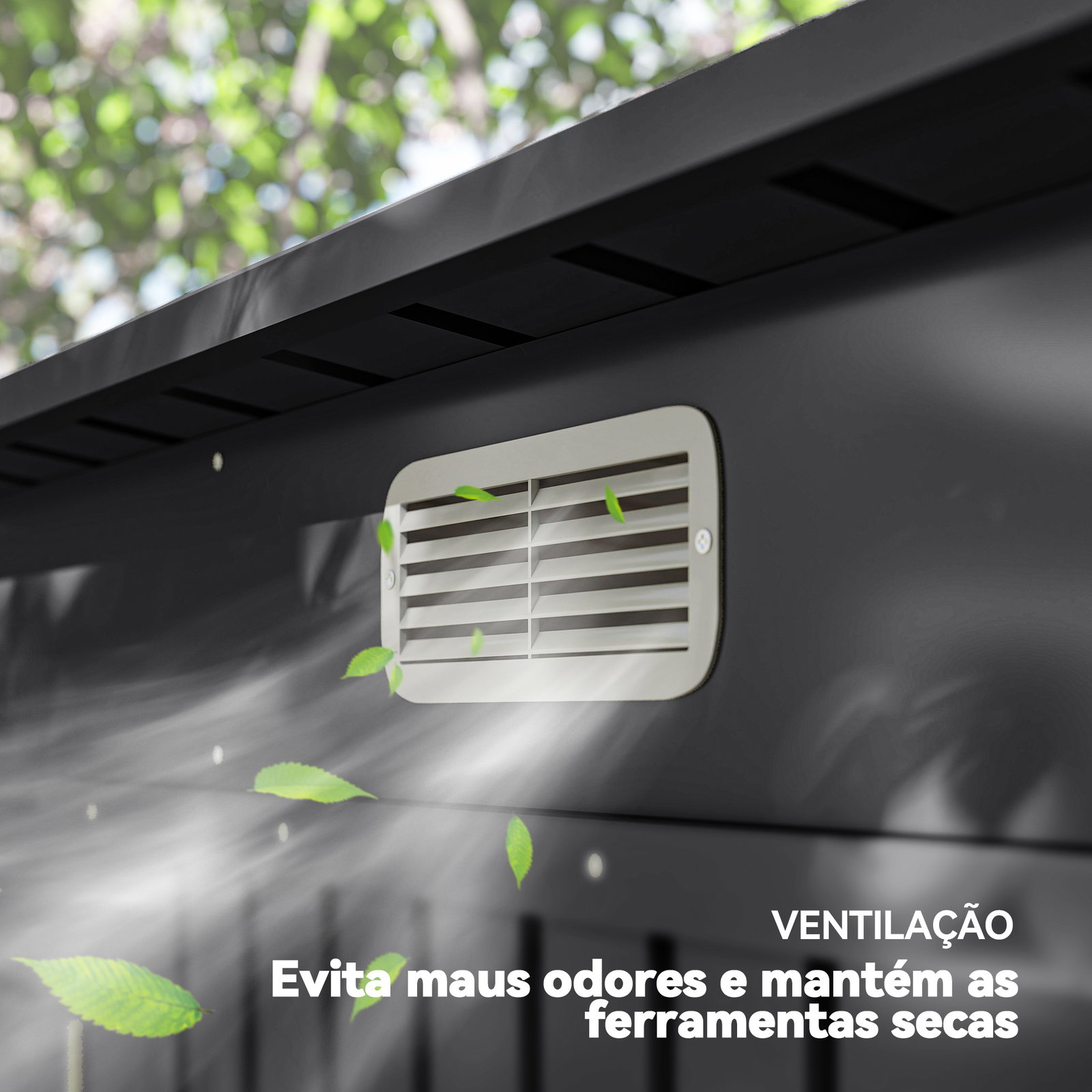 Abrigo de jardim 2,7m² 249x121x183 cm abrigo de exterior com porta dupla 2 ventilaç4oes e trava abrigo para pátio cinza
