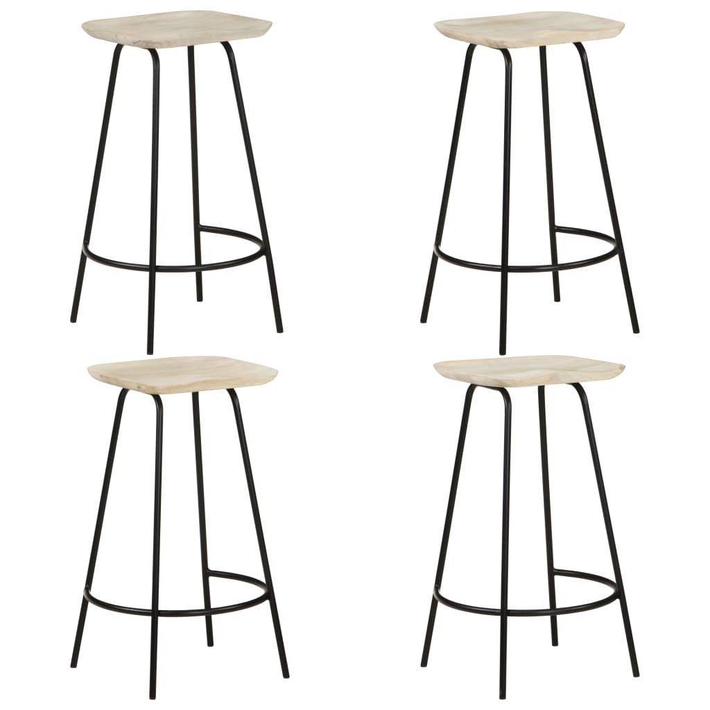 Bancos de bar 4 pcs madeira de mangueira maciça