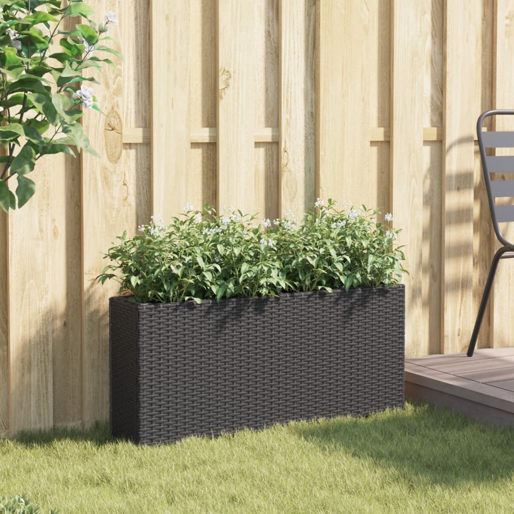 Floreira com 2 vasos 90x20x40 cm vime PE preto