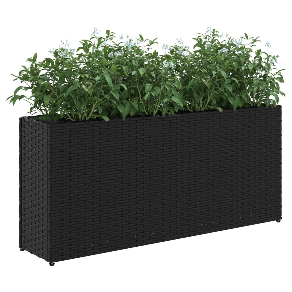 Floreira com 2 vasos 90x20x40 cm vime PE preto