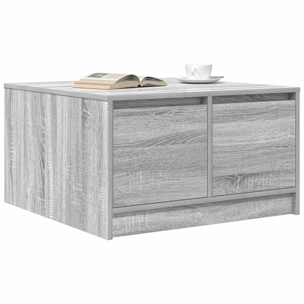 Mesa de centro com gavetas 70,5x70x40 cm sonoma cinzento