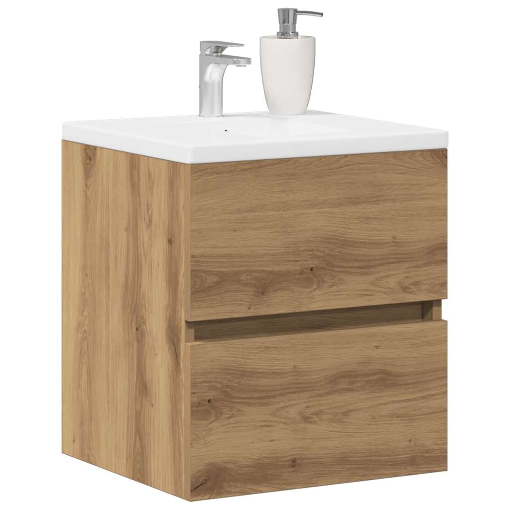 Gabinete para pia de banheiro, carvalho artesanal, 41x38,5x45 cm, madeira engenheirada
