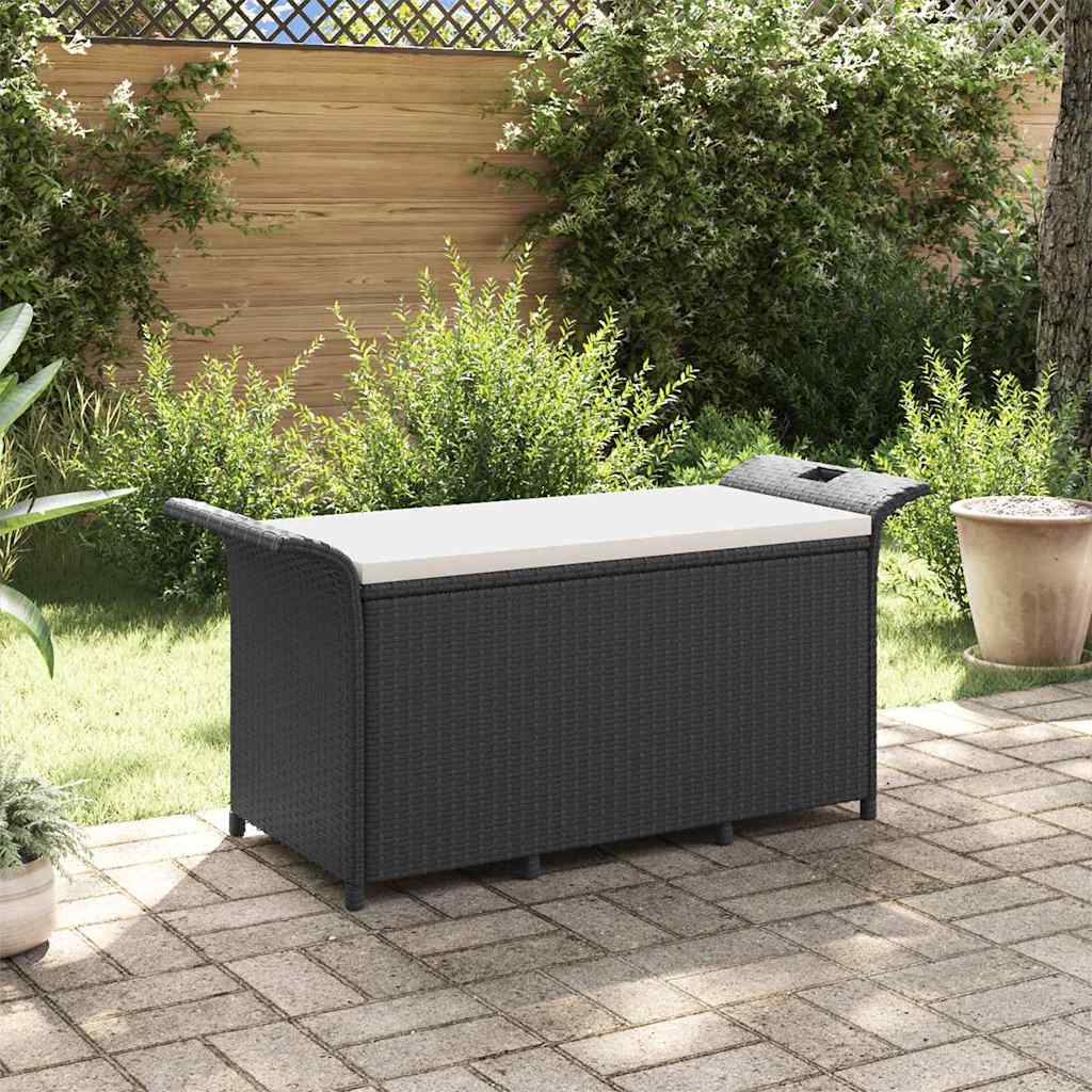 Banco de jardim com almofadão 116x46x57 cm vime PE preto