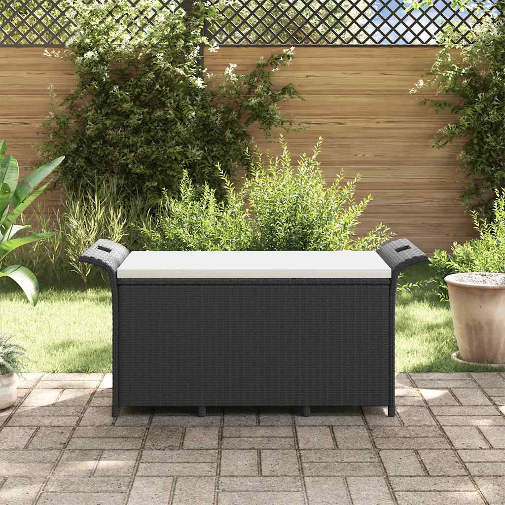 Banco de jardim com almofadão 116x46x57 cm vime PE preto