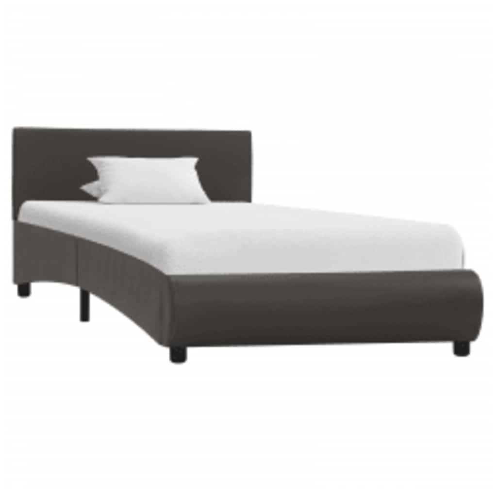 Estrutura de cama c/ leds 90x200 cm couro artificial cinzento