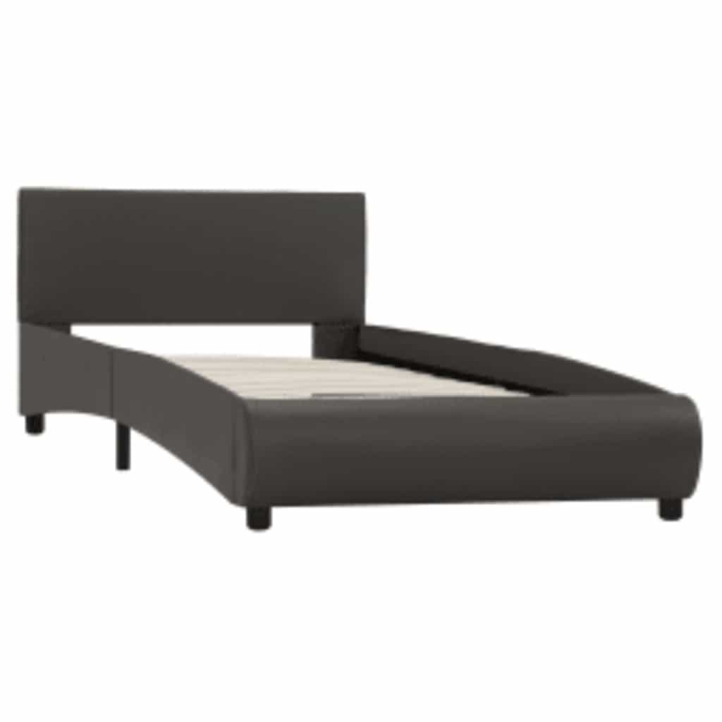 Estrutura de cama c/ leds 90x200 cm couro artificial cinzento