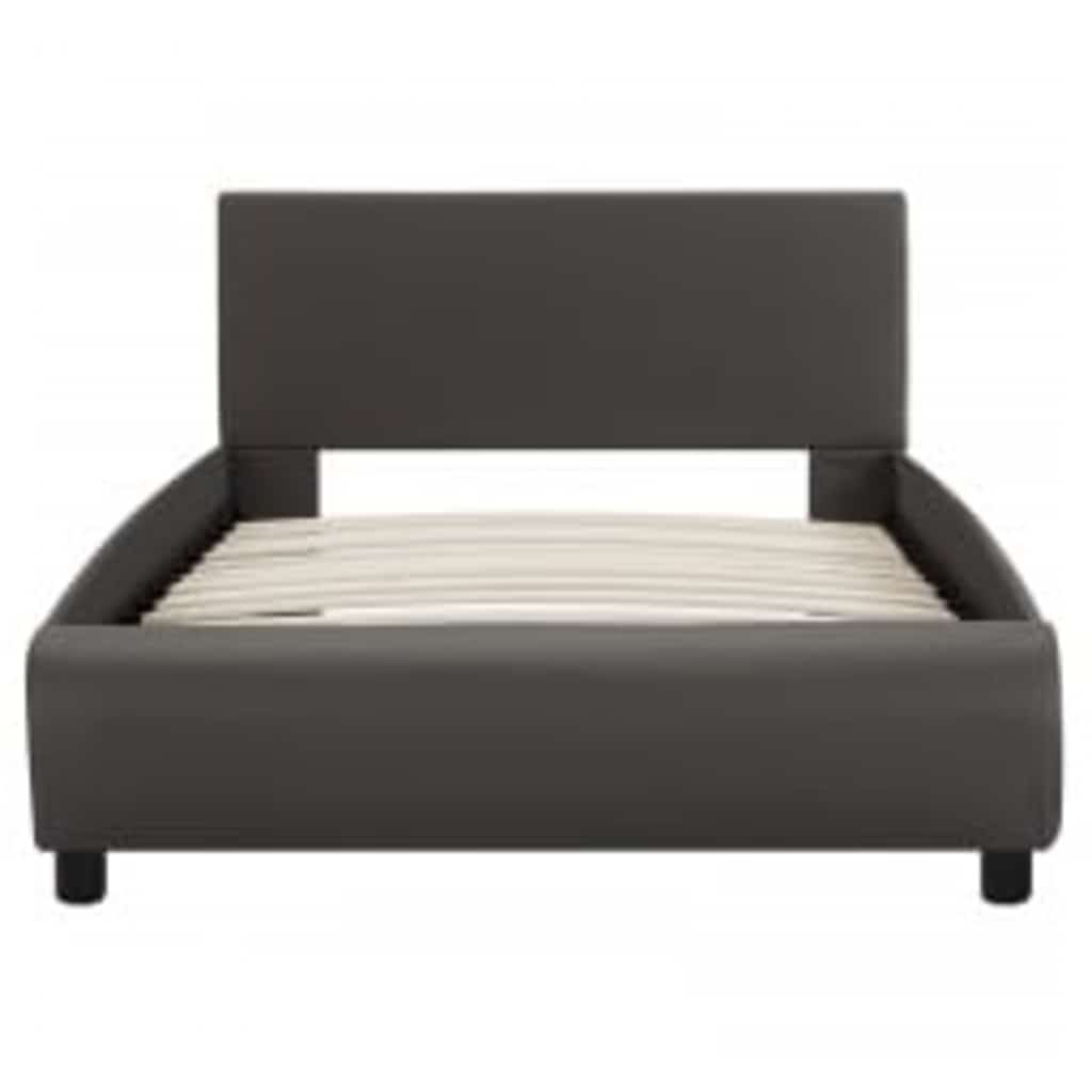 Estrutura de cama c/ leds 90x200 cm couro artificial cinzento