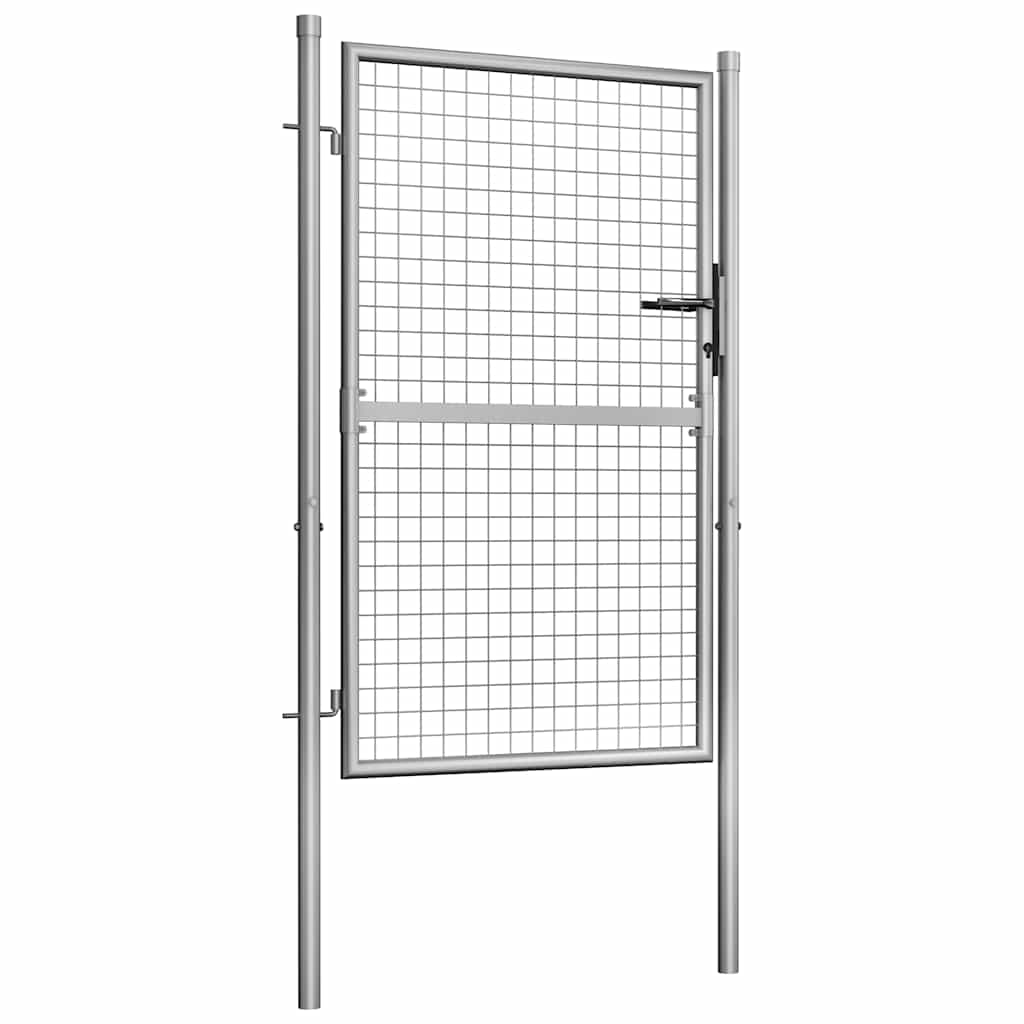 Portão de jardim em aço galvanizado 100x125 cm prata