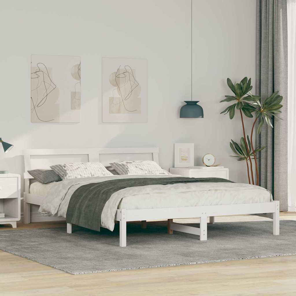 Estrutura da cama com cabeceira branco 150 x 200 cm