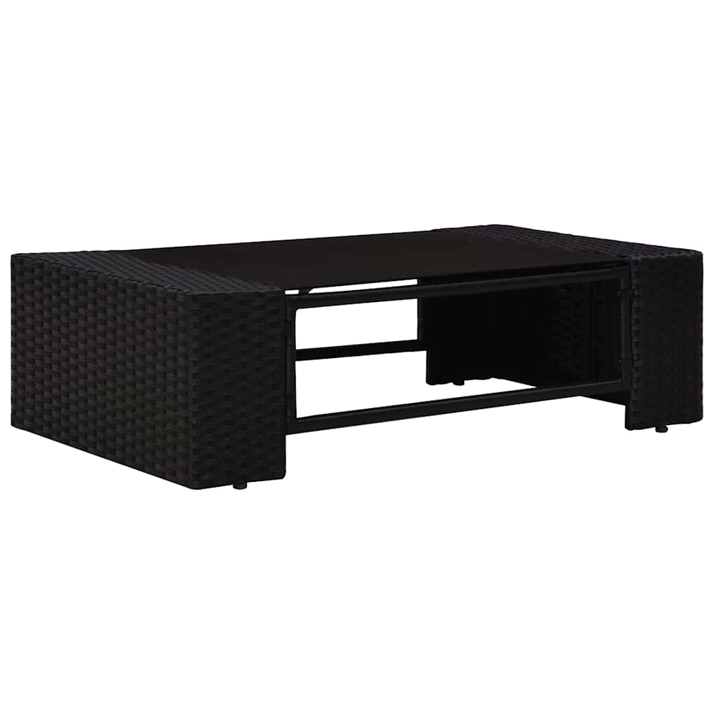 4 Pcs conjunto lounge para jardim vime PE preto