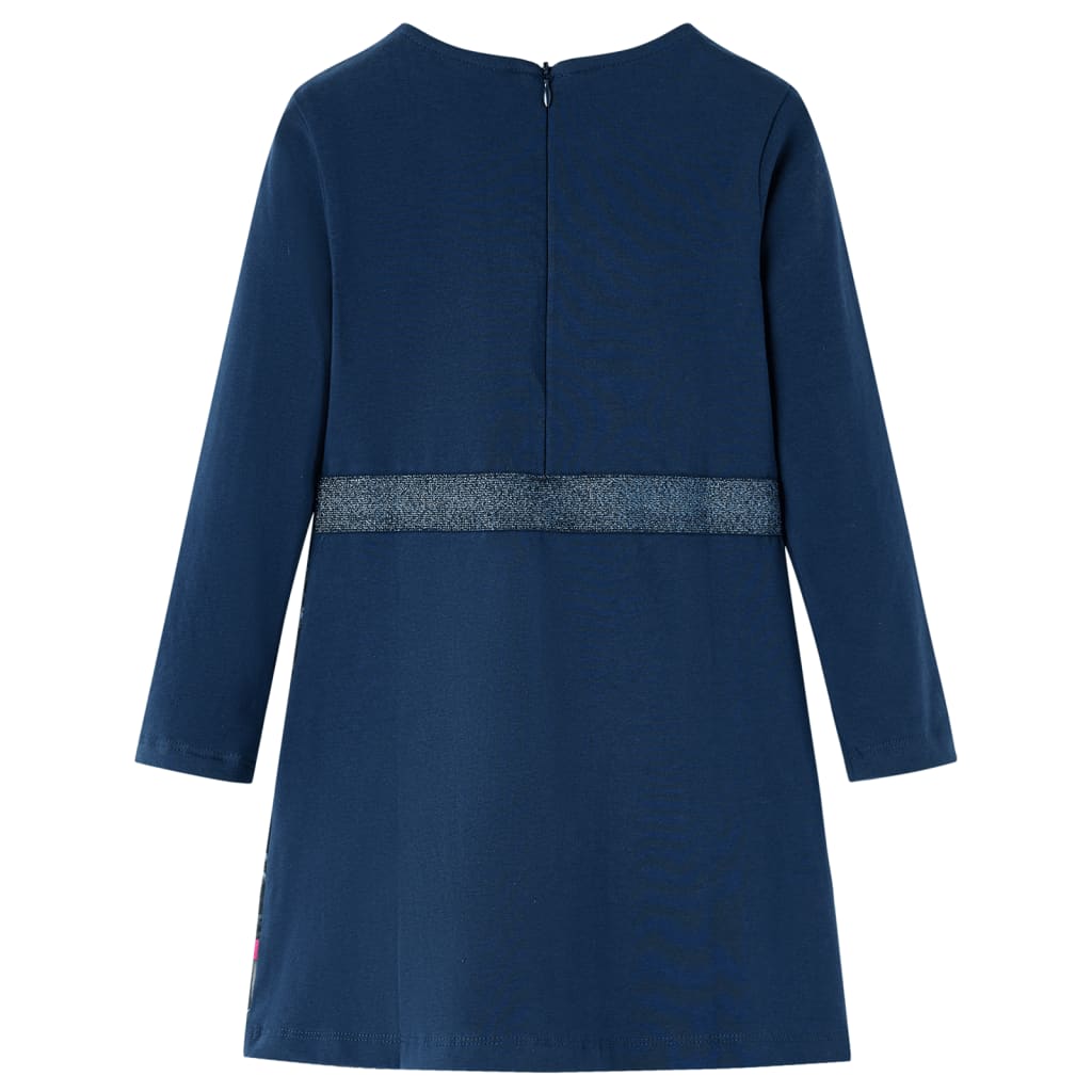 Vestido de manga comprida para criança azul-marinho 128