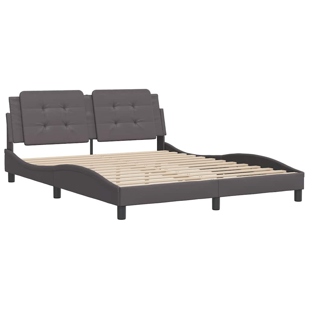 Estrutura de cama sem colchão zadar couro artificial 160x200cm cinzento