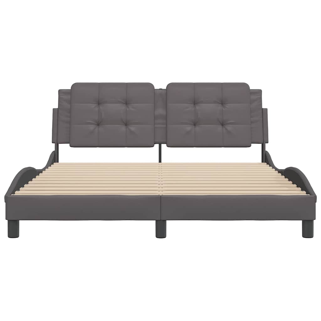 Estrutura de cama sem colchão zadar couro artificial 160x200cm cinzento