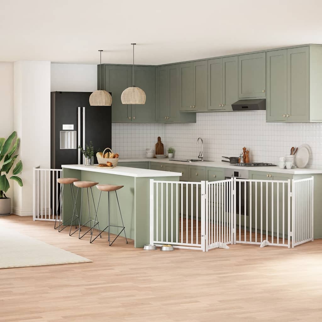 Portão p/ cães com porta dobrável 10 painéis 800cm álamo branco