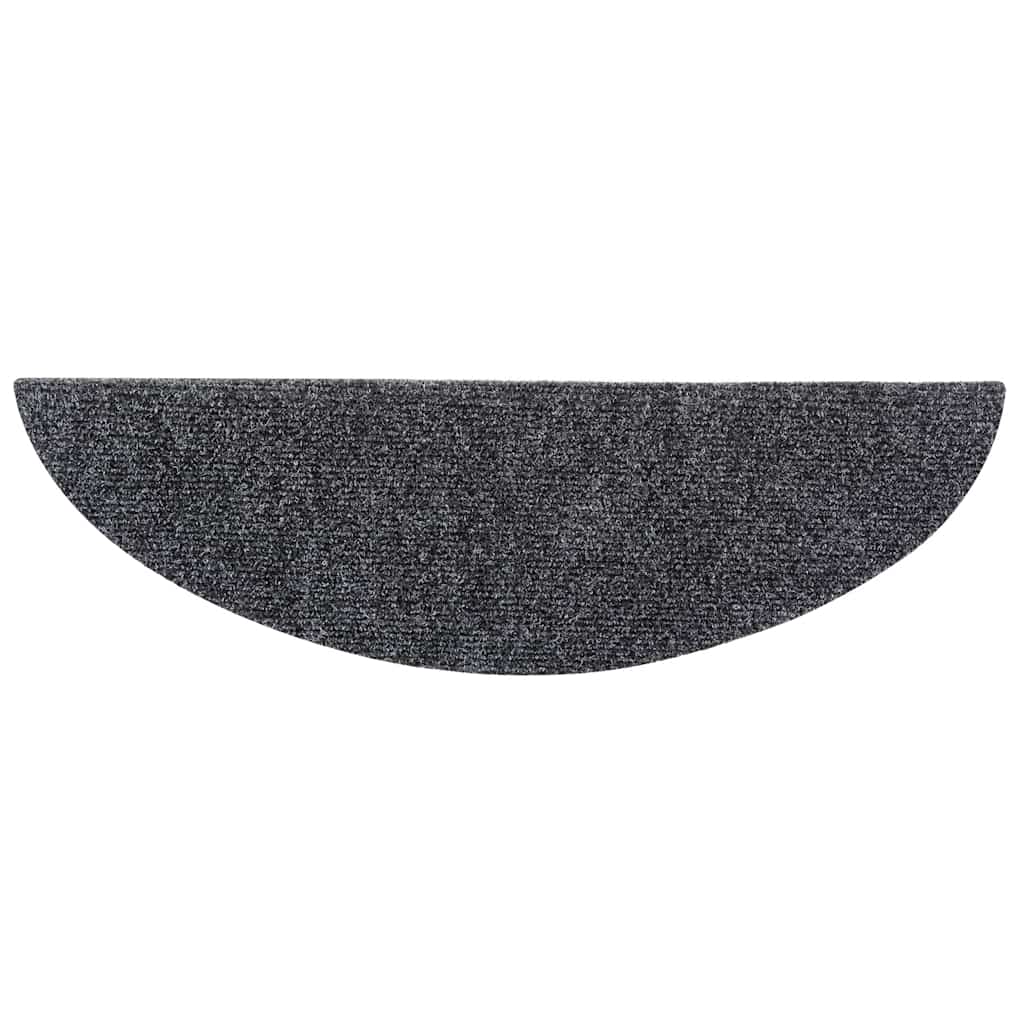 Tapetes de escada autoadesivos 10 peças 56x17x3 cm cinza escuro semicircular