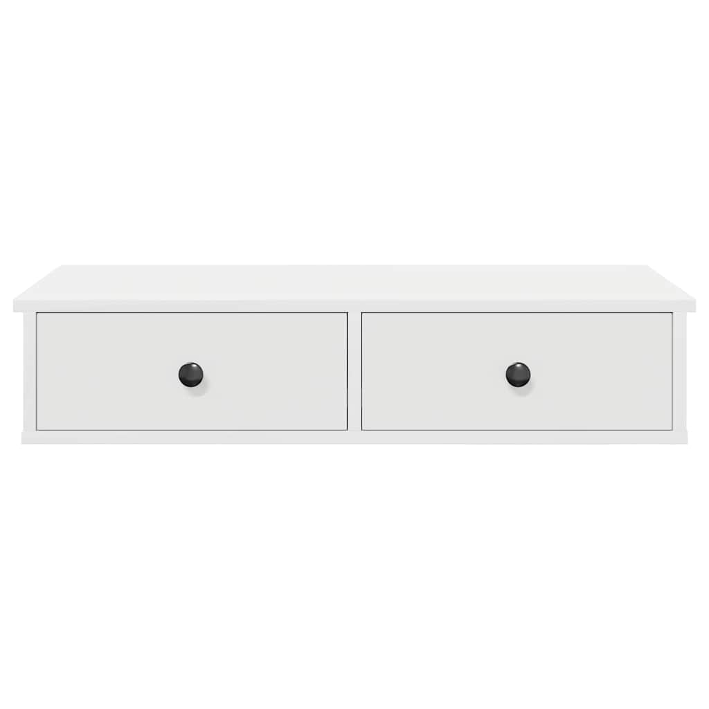Prateleira parede c/ gavetas 80x34x17 cm deriv. madeira branco