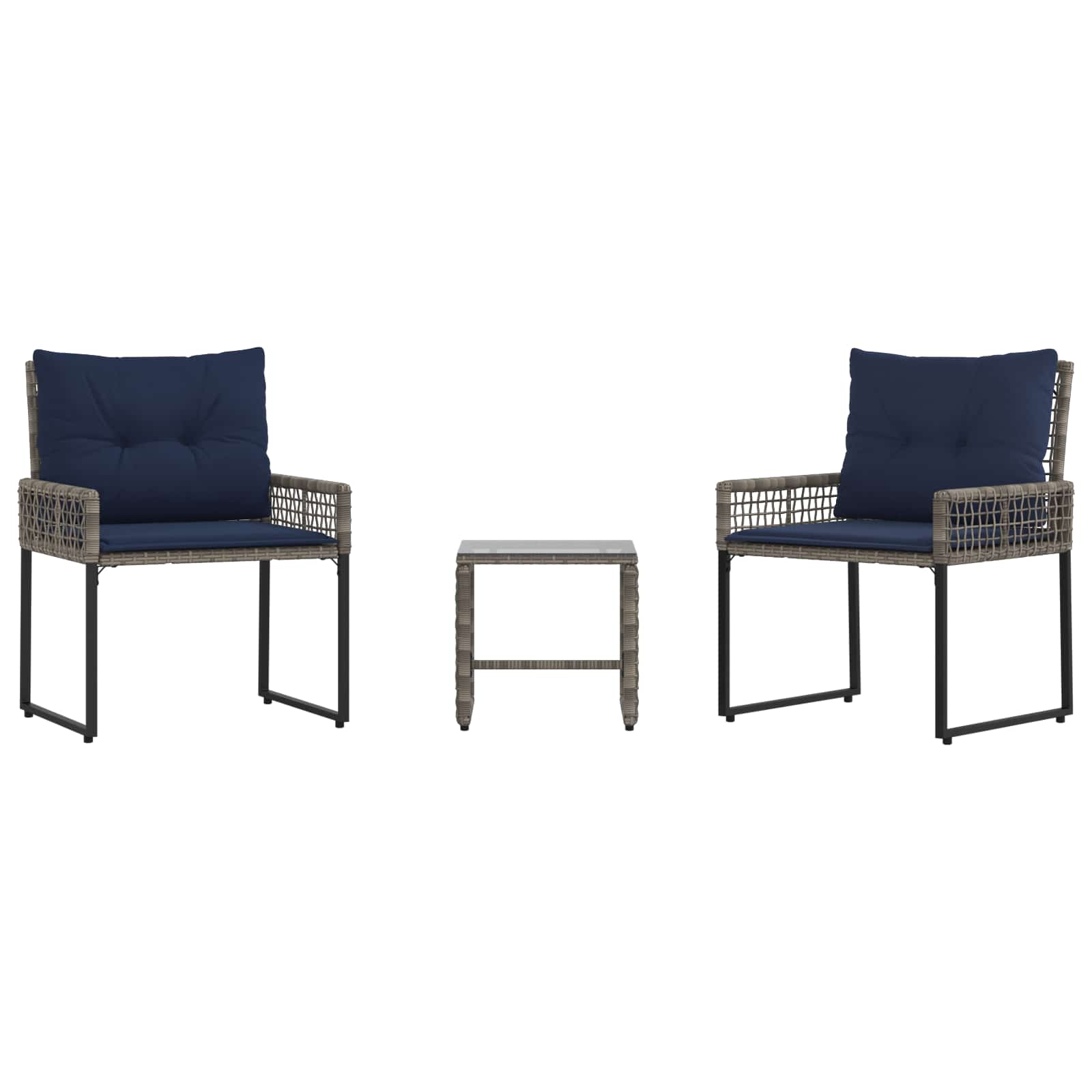 Conjunto de móveis para exterior 3 unid. cinza e azul marinho