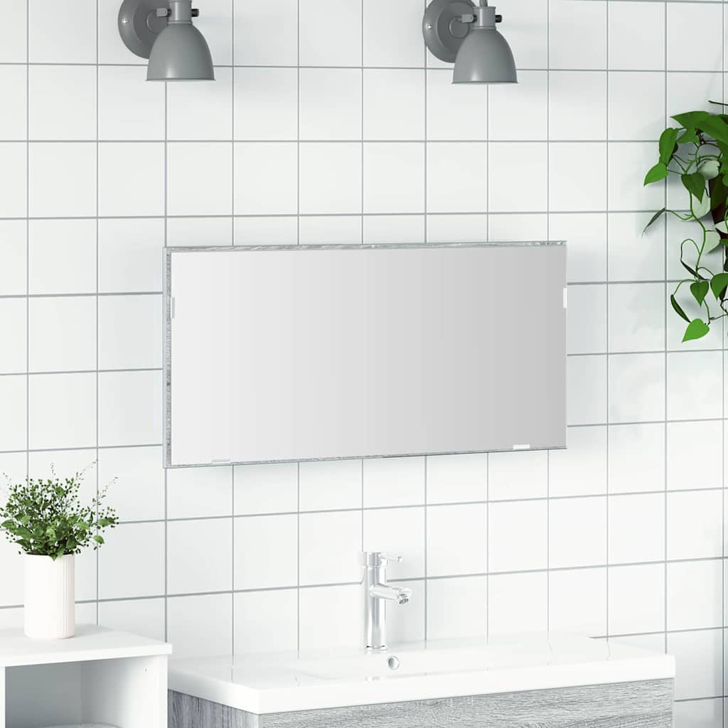 Espelho cinza alto sonoma 80 x 37 cm vidro e madeira engenharia