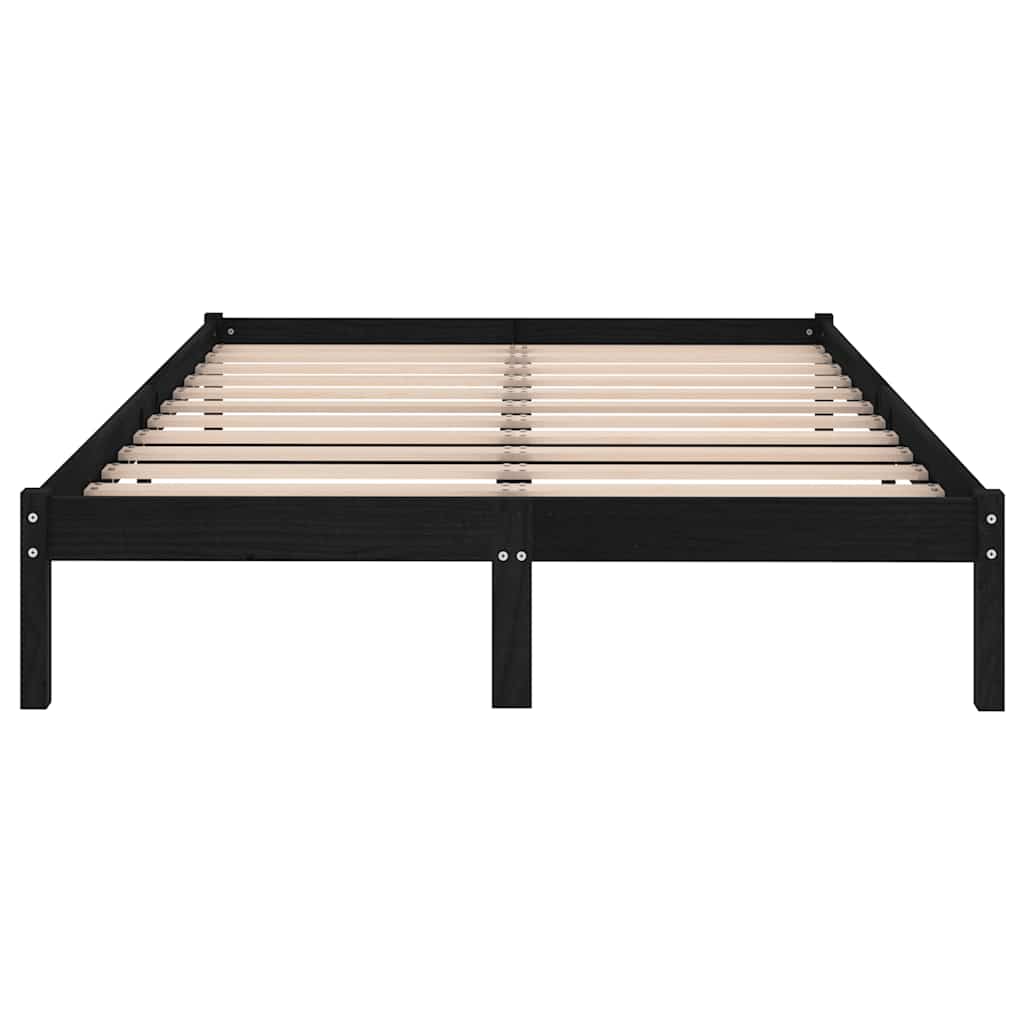 Estrutura de cama king 150x200 cm madeira maciça preto