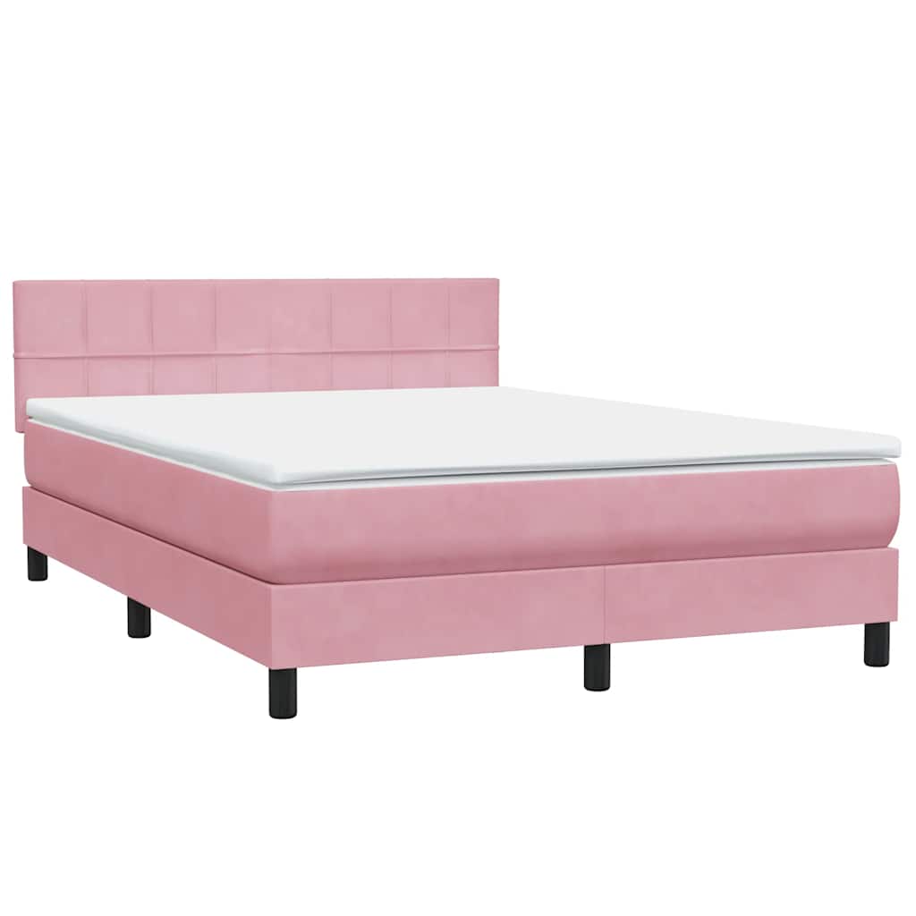 Cama com molas/colchão 140x220 cm veludo rosa