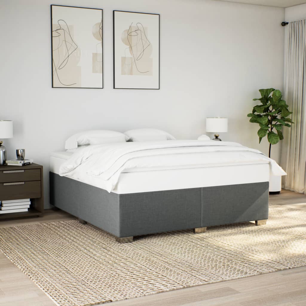 Cama com molas/colchão 200x200 cm tecido cinzento-escuro