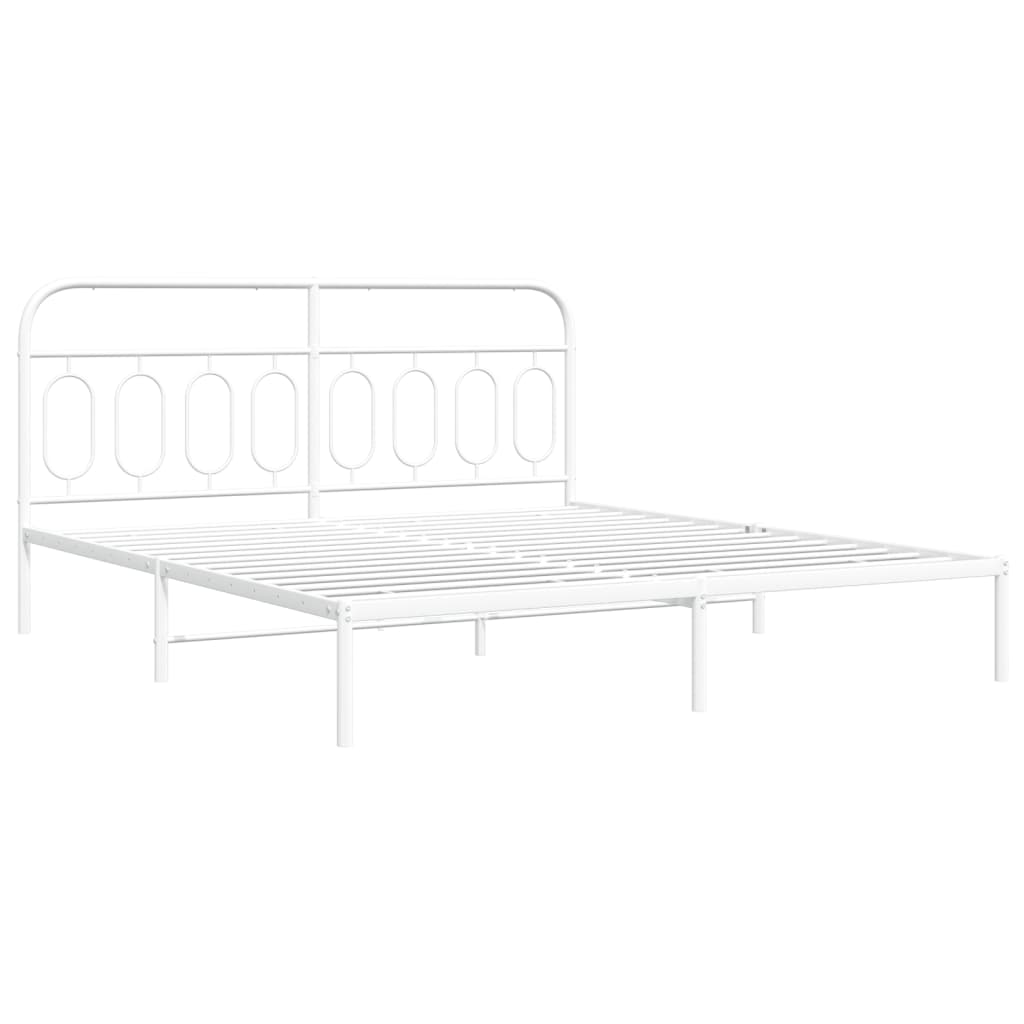 Estrutura de cama com cabeceira 160x200 cm metal branco